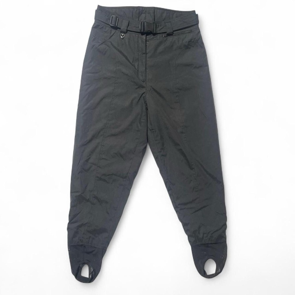 Vtg 90s Obermeyer Stirrup Ski Pants Black Heart Charm Slalom Snow Bunny Size 16